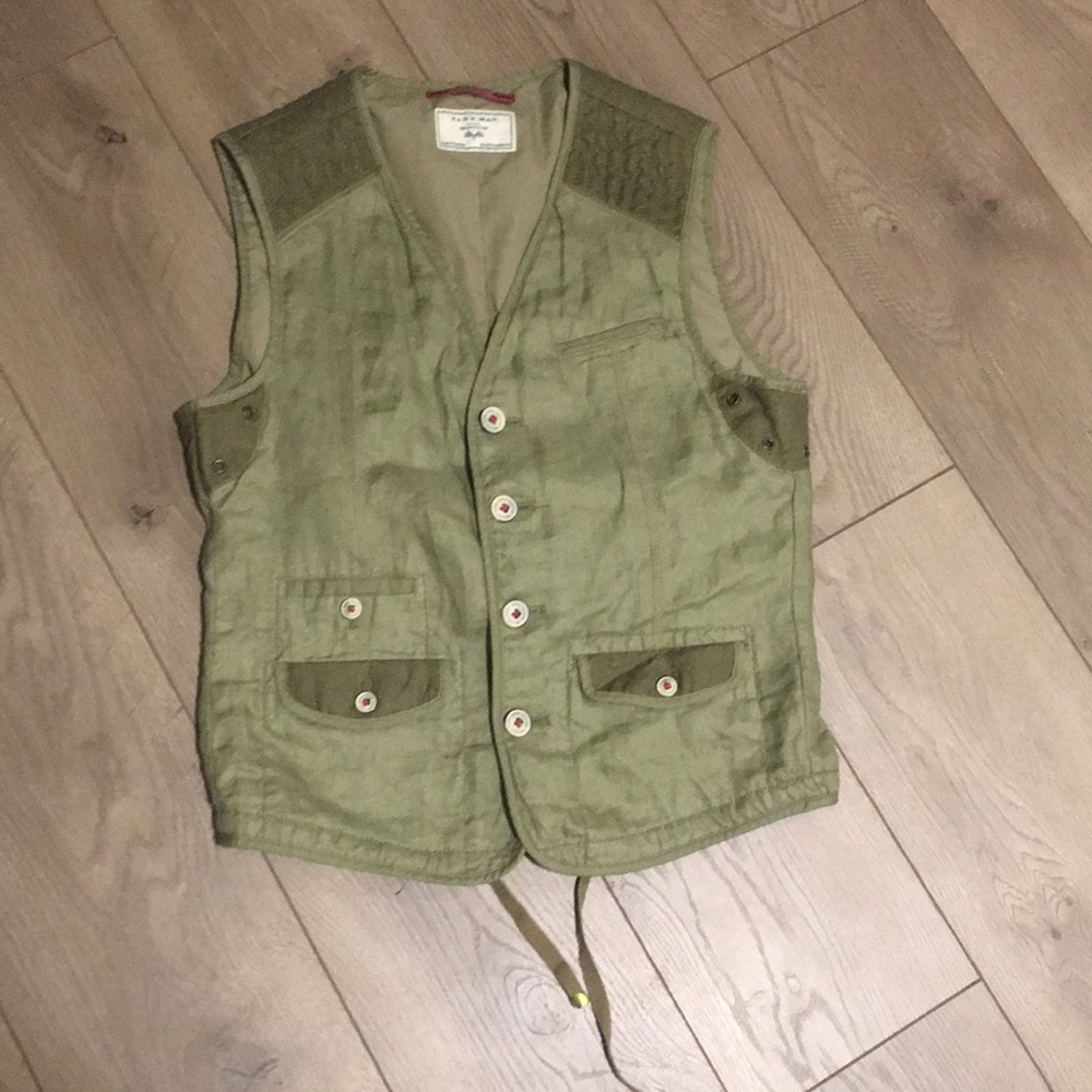 Denim couture olive green vest